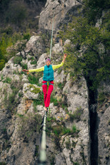 Fototapeta premium Highline in the mountains.