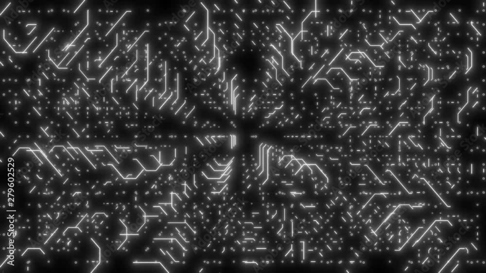 Poster abstract technology background of led screen with moving stripes and flickering particles. animation