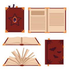 Books spell isolated on white background. Witch's book. Vector illustration in the style of flat