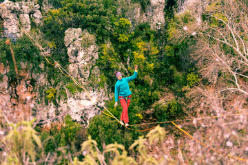 Fototapeta premium Highline in the mountains.