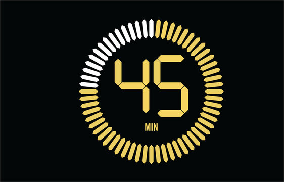 The 45 minutes, stopwatch vector icon, digital timer. clock and watch, timer, countdown symbol