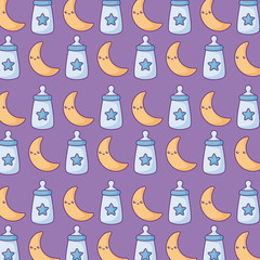 pattern of bottles milk with moons kawaii style