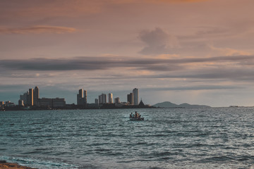 Thai people are choosing fish in fishing boats in the Gulf of Thailand