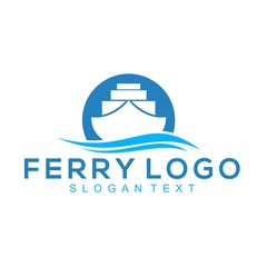 Fototapeta na wymiar ferry concept blue vector logo