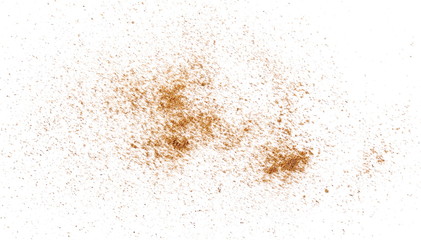 Fototapeta na wymiar Pile cinnamon powder isolated on white background, with top view