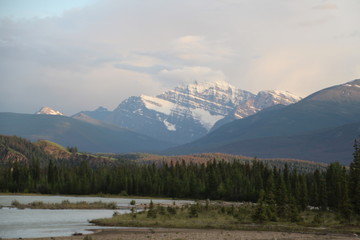 Mount Edith Cavell And The Athabasca River, Jasper National Park, Alberta