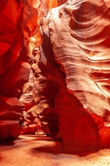 The Deep Red Canyon Walls of the Upper Antelope Canyon, near Page, Arizona.