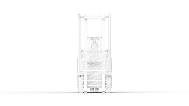 3d rendering of a fork lift isolated in white background