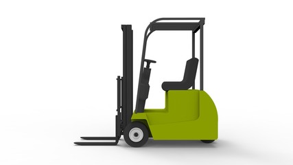 3d rendering of a fork lift isolated in white background