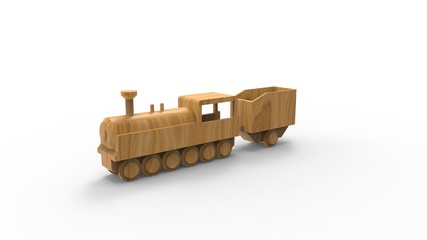 Obraz premium 3d rendering of a toy locomotive isolated in white studio background