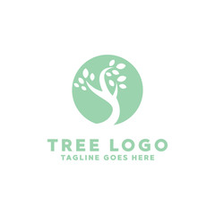 Tree Logo Design. Leaf Logotype. Organic Plant. Natural Flower Vector Logo Icon Symbol.