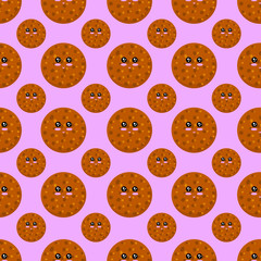 EPS 10 vector. Seamless pattern with kawaii cookies.