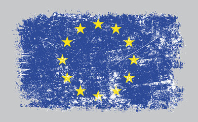 Grunge old European Union flag vector illustration