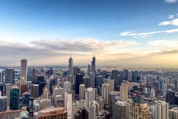 Aerial View of the Chicago skyline