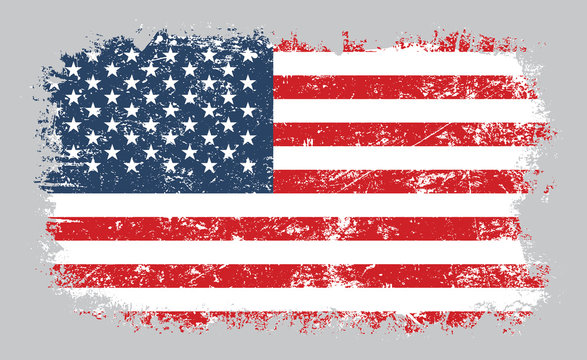 Grunge Old American Flag Vector Illustration