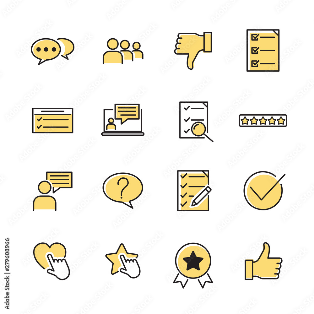 Leinwandbilder icons set of survey related vector simple line. management line icons. startup strategy and employee