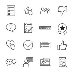 Icons Set of Survey Related Vector Simple Line. Management line icons. Startup strategy and Employees linear icons. The illustrations are a vector, Startup and Teamwork symbols.