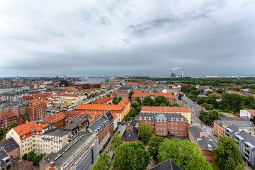 Naklejka na ściany i meble Panoramic view from a plane over Copenhagen