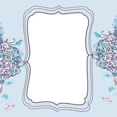 Square frame with winter blue frosty christmas pattern	