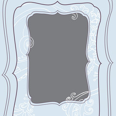 Square frame with winter blue frosty christmas pattern	