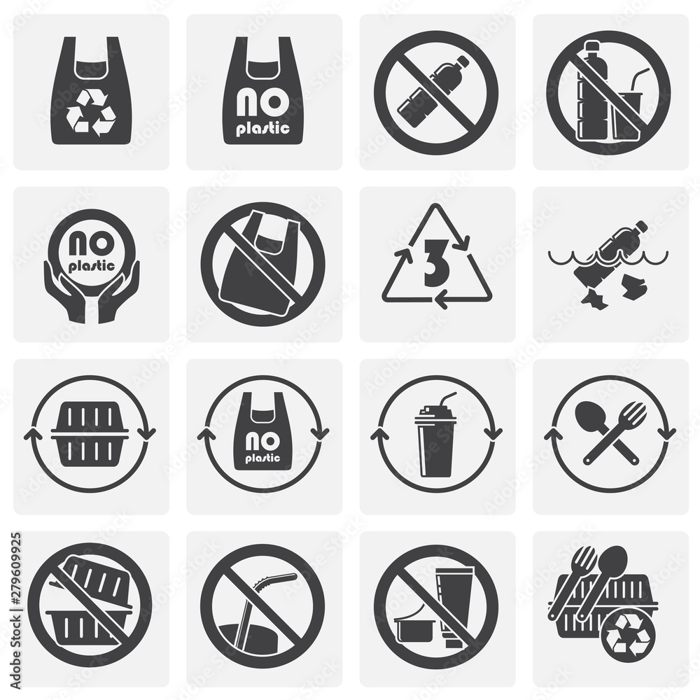 Poster plastic related icons set on background for graphic and web design. simple illustration. internet co