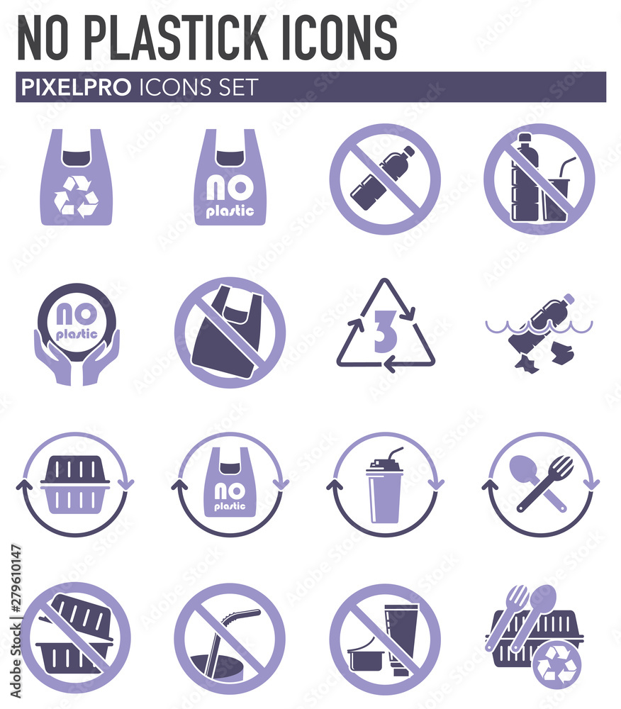 Poster plastic related icons set on background for graphic and web design. simple illustration. internet co