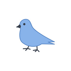 Blue bird on gray background. Abstract vector symbol.
