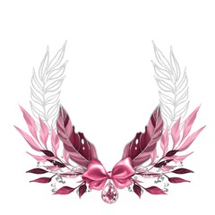 Vintage royal laurel wreath with bow isolated on white background