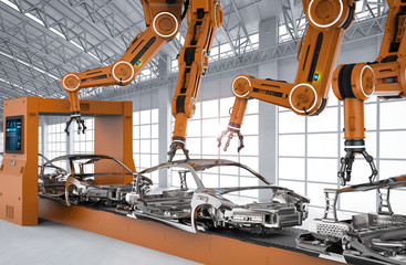 Automation aumobile factory concept