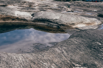 cracked rock in grand canyon. crack rift in stone