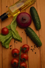 fresh vegetables on wooden background