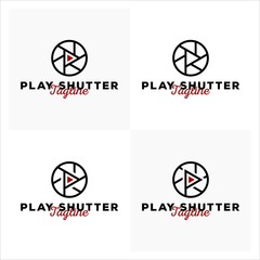 Play Shutter or Button or Camera or Photo Logo Design Vector