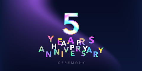 5 years anniversary vector logo, icon. Design element with number and text