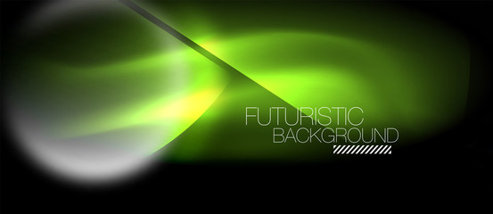 Blurred neon glowing round shapes, abstract circles and lights