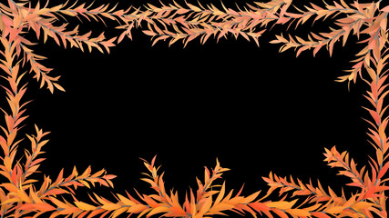 Frame covered with leaves. 3D rendering.