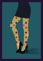 womans  tights with polka dots print