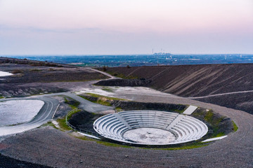 Fototapeta na wymiar Aerial view of Halde Haniel - former largest mine dump in the Ruhr area stage on top