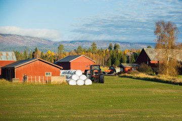 Modern farm in mountains in Scandinavia