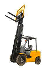 Electric pneumatic forklift isolated on a white background