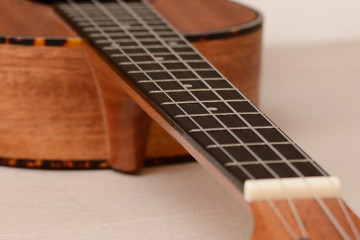 Obraz premium Ukulele - fret neck. Small depth of focus. Realistic.