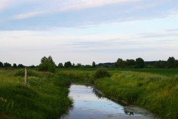 landscape with river and blue sky