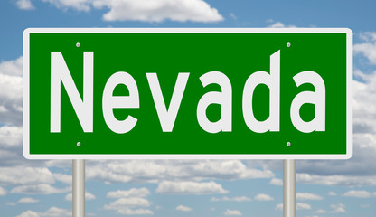 Rendering of a green highway sign for Nevada