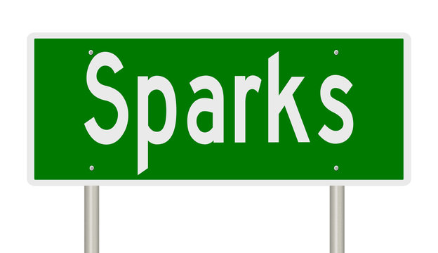 Rendering of a green highway sign for Sparks Nevada