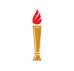 Torch icon on background for graphic and web design. Simple illustration. Internet concept symbol for website button or mobile app.