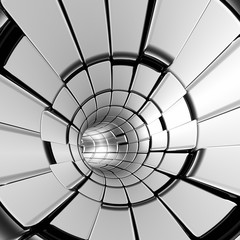 Naklejka premium Silver abstract tunnel shapes futuristic