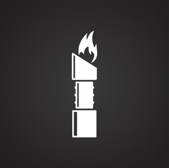 Torch icon on background for graphic and web design. Simple illustration. Internet concept symbol for website button or mobile app.