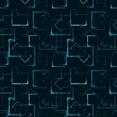 Blue carved squares and rhombuses for an abstract glowing background or pattern.