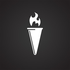 Torch icon on background for graphic and web design. Simple illustration. Internet concept symbol for website button or mobile app.