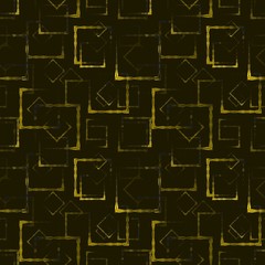 Gold carved squares and rhombuses for an abstract glowing background or pattern.