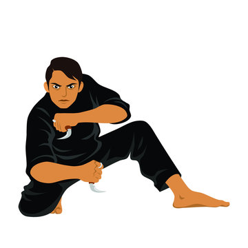 Vector of Silat Using Karambit Weapon - Pose 3